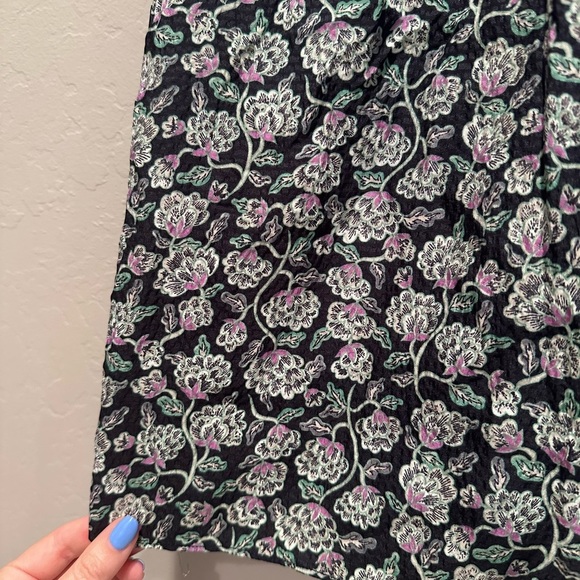 Rebecca Taylor Navy Blue Floral Sleeveless Blouse Size 2 100% Silk - Picture 4 of 7